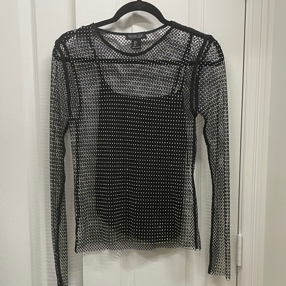 Rachel Zoe Black Sheer Mesh Blouse